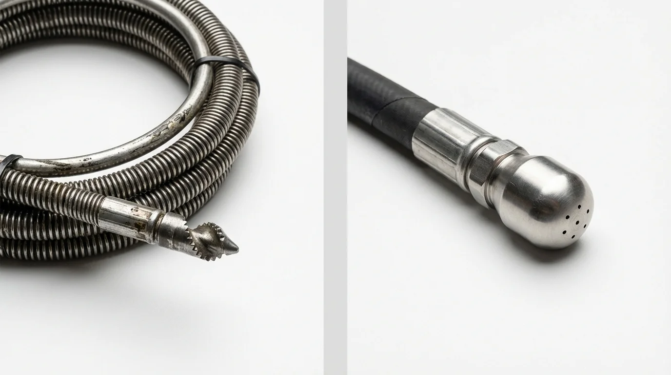 Drain snake cable and hydro jetting nozzle used for drain cleaning in Centerville, PA