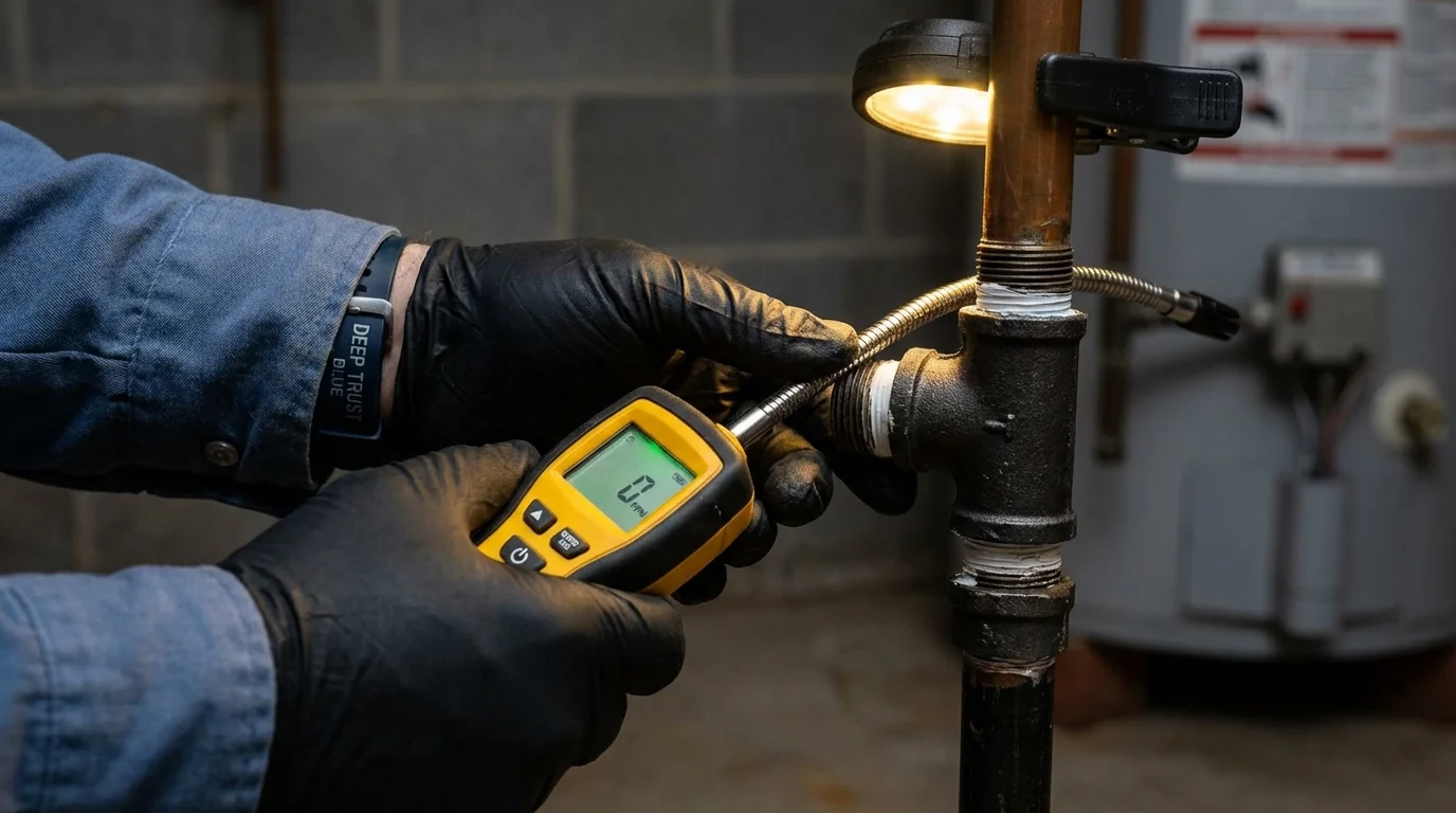 Gas leak detection with electronic sniffer by Johns Plumbing LLC in Centerville